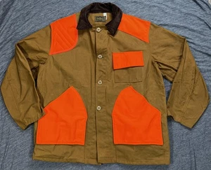Vintage Saftbak Jagdjacke Herren groß braun orange Canvas Wildmantel 70er - Bild 1 von 10