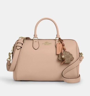 NWT Coach Large Rowan Satchel Bag With Shell Charm CBH76 Cream/Tan - Image 1 of 4