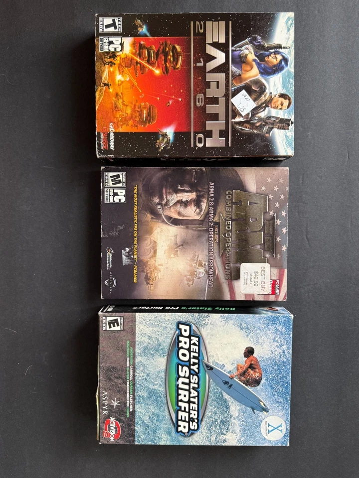 ПК игра лот из 3, Earth 2160, Arma 2, Kelly Slaters Pro серфер новый в коробке - Изображение 1 из 4