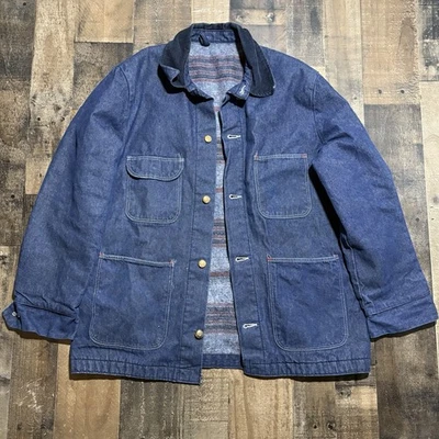 Vintage 70s Blue Bell Denim Chore Coat Blanked Lined Work Jacket Medium/Large 40 - Image 1 of 4