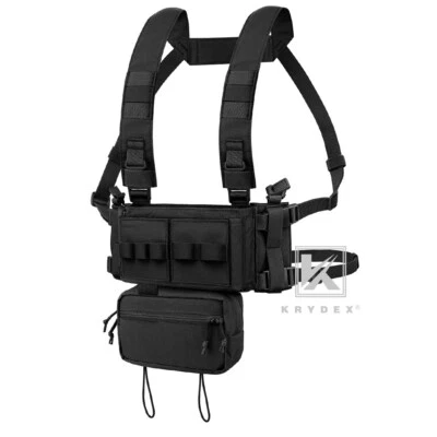 KRYDEX MK3 MK4 Micro Fight Chest Rig Chassis Tactical Carrier w/ Mag Pouch Black