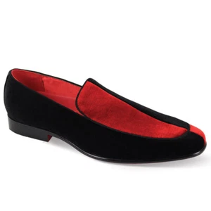 After Midnight Men's Slip On Black/Red Two Tone Velvet Loafers 7016 - Picture 1 of 1