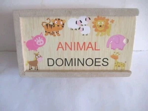 Precioso dominó de madera para animales infantiles en caja de madera completo - Imagen 1 de 11