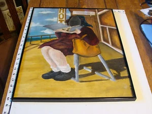 Original Art: K. McSherry---lady sun bathing, mirror, real hair. --  interesting - Picture 1 of 5