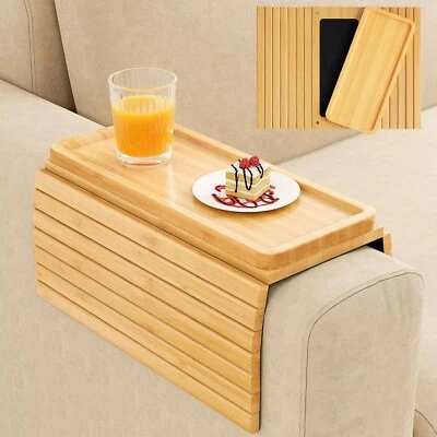 VIGOR Bamboo Couch Cup Holder Arm Tray for Snack and Phone