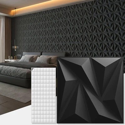 Art3d 20/50 piezas 11.8"x11.8" Negro PVC 3D Panel de Pared Techo Azulejos-con Cinta Foto 1 de 4