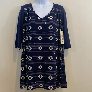 ROXY Dakota Mini Dress NEW Size XS Blue Geometric Design - Picture 1 of 10