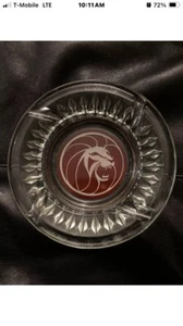 Vintage MGM Grand Casino Lion Logo Clear Glass Ashtray - Picture 1 of 2