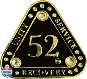 (1-55 Years) AA 52-Year "Midnight Crystals" Triangle Coin - Alcoholics Anonym - Bild 1 von 2