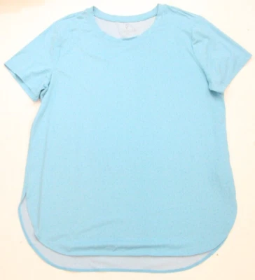 XL Skechers Azul Para Mujer Poli Spandex Cuello Redondo Camiseta Manga Corta Top Camiseta AP99 Foto 1 de 4