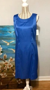 NWT Womens Dressbarn Blue Sleeveless Solid  Sheath Career Dress Size 12 $39.99 - Picture 1 of 9