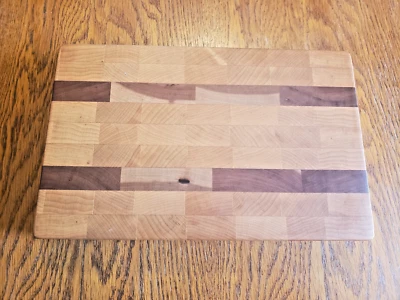 Hand Made Hard Maple & Cherry End Grain Cutting Block 7.25" X 11.5" X 1.75" New - Image 1 of 4