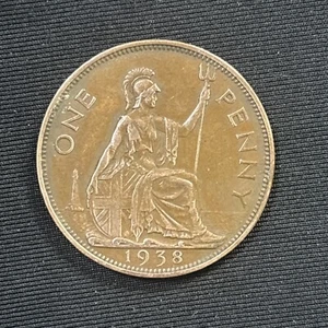 VINTAGE 1938 GEORGIVS VI D G OMN REX - ONE PENNY - Picture 1 of 2