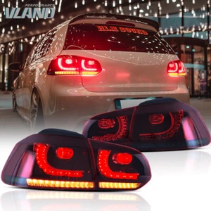 LED Tail Lights Red+Smoked Rear Lamps w/Sequential For VW Golf MK6 GTI R 2010-14 - Picture 1 of 16