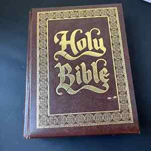 Vintage Croisade Sainte Bible Roi Jacques L Famille Autel édition 11 pouces cuir