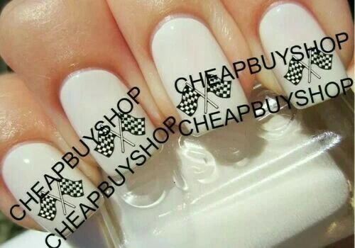 Professional Quality Black & White Checkered Auto Racing Flag》Nail Art Decals