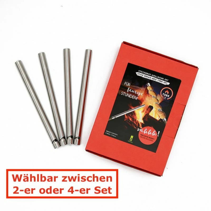 Take2 Tube it Stockbrot Grillrohr 2er oder4er Set Spieße Edelstahl selbst machen
