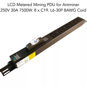 8x IEC C19 Rackmount PDU for Mining Server with L6-30P 30A 250V KASPA BTC AI GPU - Picture 1 of 7