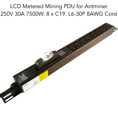 8x IEC C19 Rackmount PDU for Mining Server with L6-30P 30A 250V KASPA BTC AI GPU - Image 1 of 4