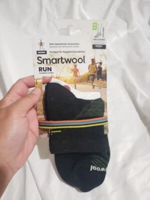 NWT Smartwool Unisex Zero Cushion Run Pattern Ankle Sock Medium Black Green - Image 1 of 4