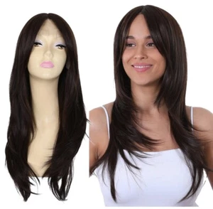 Dark Brown Long Lace Front Wig Heat Resistant Fashionable Ella Style - Picture 1 of 3