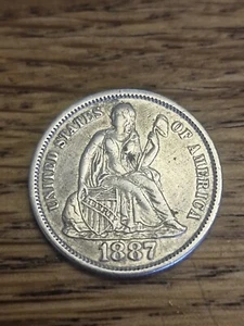 United States 1887 S Silver Dime San Francisco Mint Lovely Condition - Foto 1 di 2