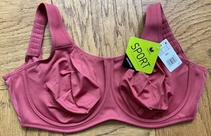 38H. - WACOAL Simone Sport Underwire Bra, Garnet Rose, New - Picture 1 of 6