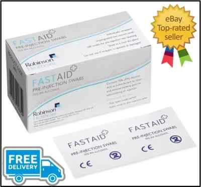 Fast Aid Pre-Injection Swabs Alcohol Wipes 70% IPA Piercing Tattoo Medical Salon - Image 1 of 4