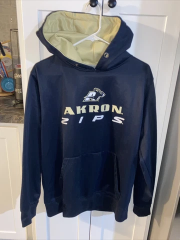 AKRON UNIVERSITY ZIPS Hoodie Sweatshirt STADIUM MEDIUM Polyester Navy Blue NCAA Cover