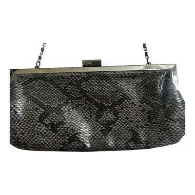 Style & Co Handbag Clutch Faux Leather Snake Skin Gray Black Silver Accents - Image 1 of 3