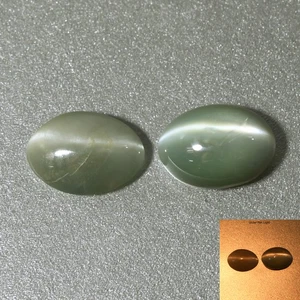 0.82 Ct [2 Pcs Pair] Rare Oval 4.9 x 3.8 MM Green To Red Alexandrite Cat's Eye - Picture 1 of 5