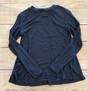 Athleta Girl Ribbed Long Sleeve Black Shirt Medium 8/10 Stretchy - Picture 1 of 5