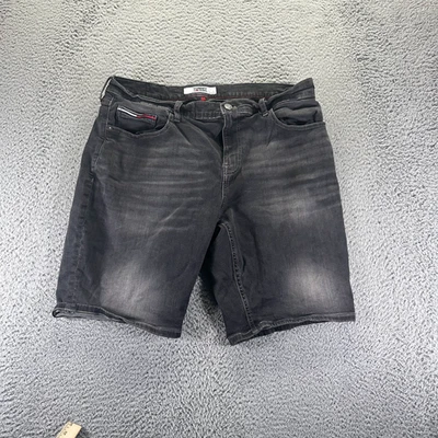 Tommy Hilfiger Pantalones Cortos 38 Para Hombres Negro Denim Bermudas Desteñidas Playa Resort Costero Foto 1 de 4
