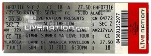 All Time Low & The Starting Line 7/31/11 Boston MA Concert Rare Ticket! - Picture 1 of 1