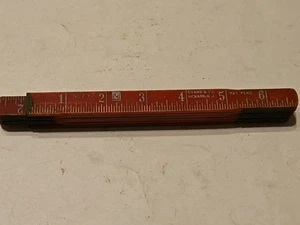 Vintage EVANS Holz & Messing hochklappbares Verlängerungslineal rot gebraucht  - Bild 1 von 8