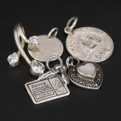 Lote de 5 colgantes de collar de marcasita de circonita cúbica blanca surtidos de plata de ley - 8 g Foto 1 de 4