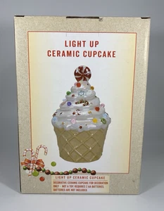 Galleta Barril Navidad Iluminado Cerámica Vacaciones Cupcake Nuevo Caja Abierta - Imagen 1 de 7