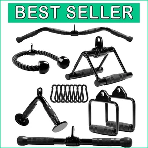 Smooth Motion Cable Machine Set with Curl Bar & Ergonomic Handles - All Levels - Picture 1 of 10