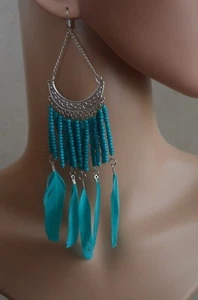 boucles d'oreille plume ,bijoux fantaisie,mode ,accessoire - Imagen 1 de 1