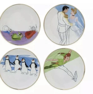 Juego de platos de ensalada o postre de cerámica con tinta y pintura de los parques Disney años 50 - Imagen 1 de 4