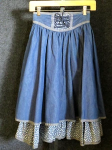JESSICA’S GUNNIES Vintage Gunne Sax Prairie Cottage Core Denim Skirt SZ 5 - Picture 1 of 6