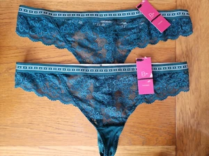 2 Pairs New M&S Lace Green Boutique Cleo Thong Knickers Panties 20-22 XL FREE P - Picture 1 of 9