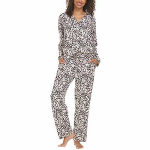Flora Nikrooz Pajama Set Women 2X Notch Collar Animal Print Super Soft Comfort - Picture 1 of 3