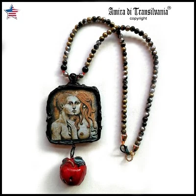 Adán y Eva Manzana Moda Collar Joyería Amor Talismán Amantes Amuleto Colgante Foto 1 de 4