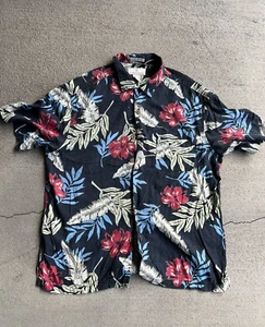 Camicia hawaiana vintage Y2K in seta con bottoni - Foto 1 di 3