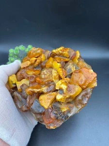 ANTIQUE Natural Butterscotch Egg Yolk Baltic Amber table souvenir stand stone - Picture 1 of 19