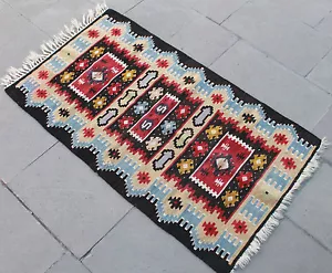 Alfombra Turca Kilim 27''x47'' Tejida a Mano Sharkoy Kilim 69x120cm - Imagen 1 de 6