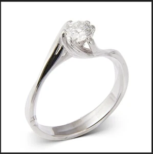 18K 750 Gold Solitaire 0,38CT Diamond Ring RG 55 Diamant Solitär Unikat Brillant - Bild 1 von 24
