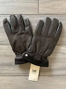 UGG FAUX FUR LINED TECH MENS CAPTAIN BLACK LEATHER GLOVES, NWT, LARGE - Picture 1 of 2