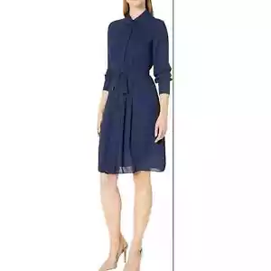 Nanette Lepore Women's Long Sleeve Wide Body Pleat Collar Shirt Dress sz 10 - Picture 1 of 4